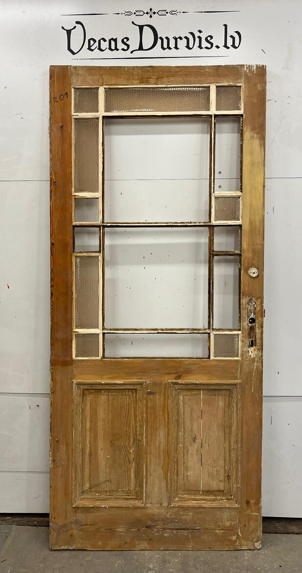 Masīvkoka pildiņa durvis ar stiklu - Nr201. Izmērs 91 x 213 cm, biezums 4.5 cm